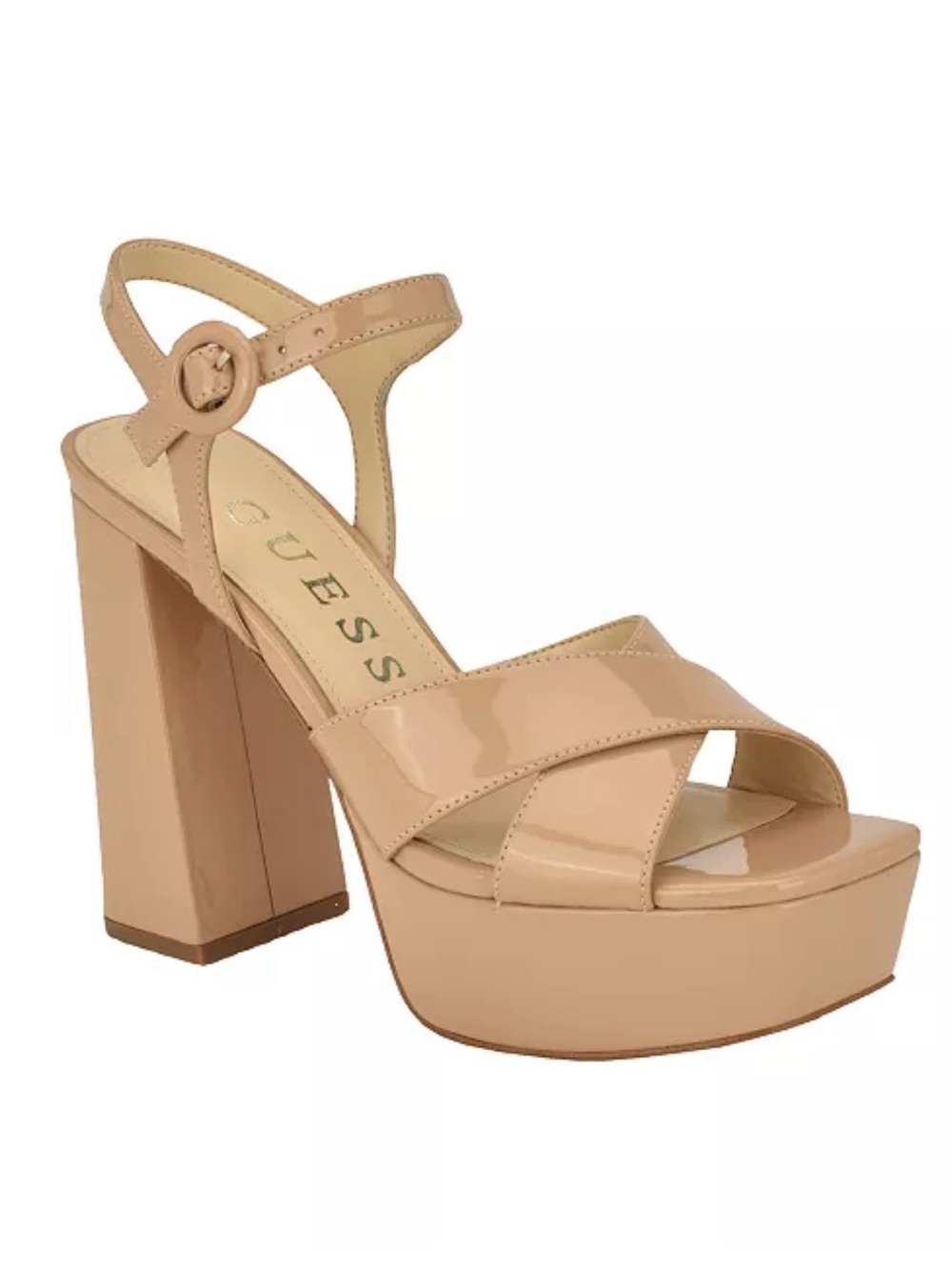 GUESS Beige Patent Platform Sandal
